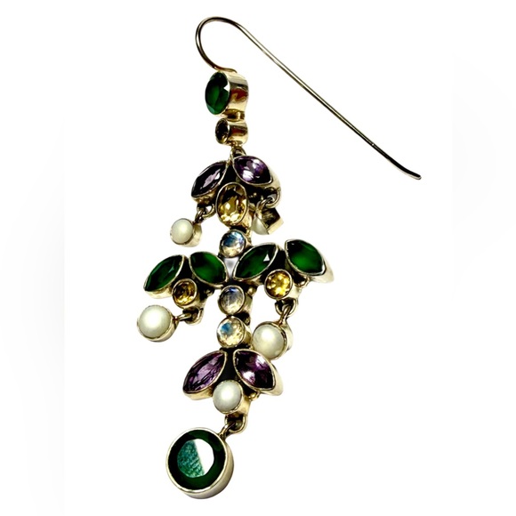 Nikki Butler Green and Purple Gemstone Earrings - Picture 2 of 12
